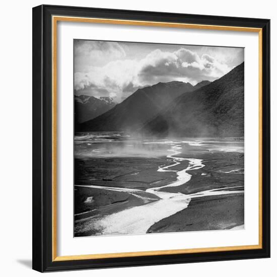 Dust Rising Up from Bed of the Waimakariri River-null-Framed Photographic Print