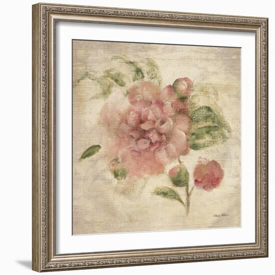 Dusty Pink Rose on Antique Linen Light-Cheri Blum-Framed Art Print