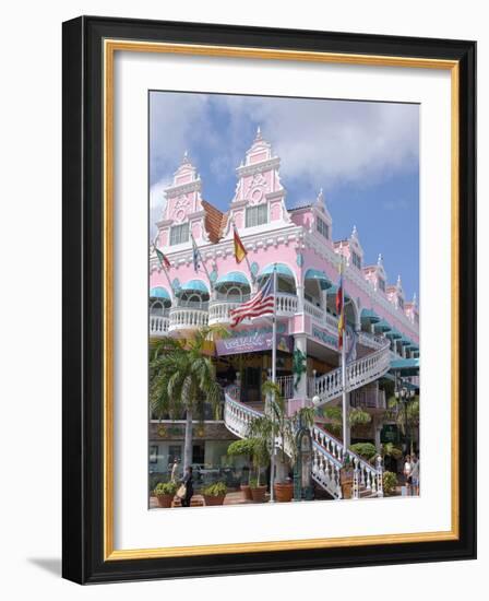 Dutch Architecture of Oranjestad Shops, Aruba, Caribbean-Lisa S^ Engelbrecht-Framed Photographic Print