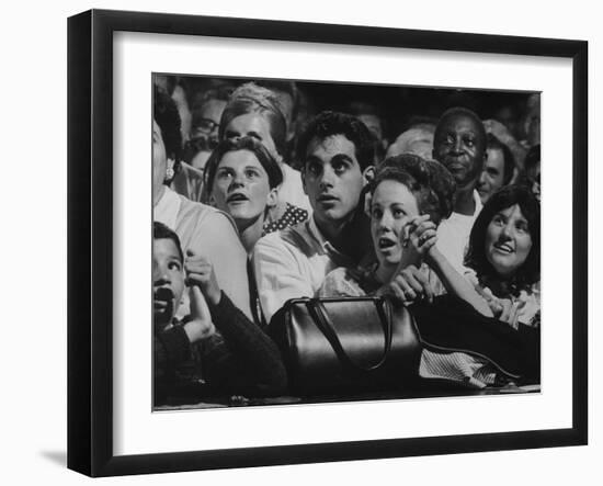 Dutch Audience Watching Jazz Trumpeter Louis Armstrong Performing with Band During a Concert-John Loengard-Framed Photographic Print