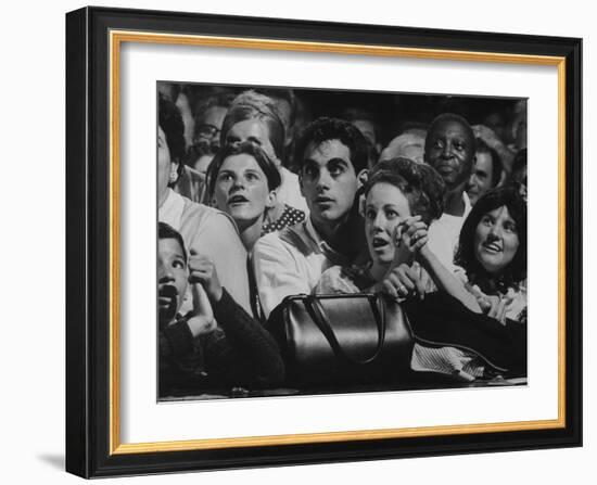 Dutch Audience Watching Jazz Trumpeter Louis Armstrong Performing with Band During a Concert-John Loengard-Framed Photographic Print