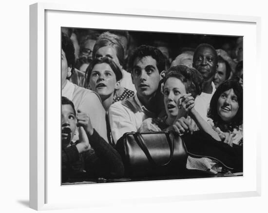 Dutch Audience Watching Jazz Trumpeter Louis Armstrong Performing with Band During a Concert-John Loengard-Framed Photographic Print