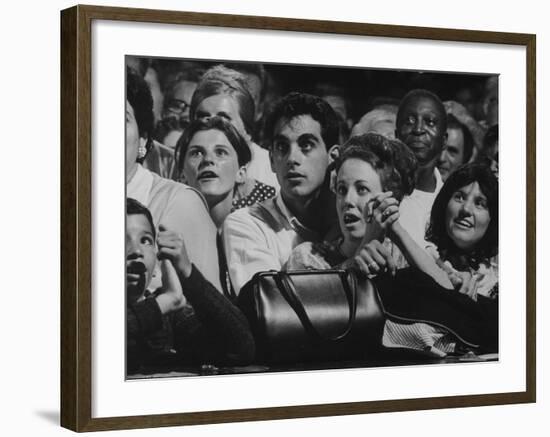 Dutch Audience Watching Jazz Trumpeter Louis Armstrong Performing with Band During a Concert-John Loengard-Framed Photographic Print