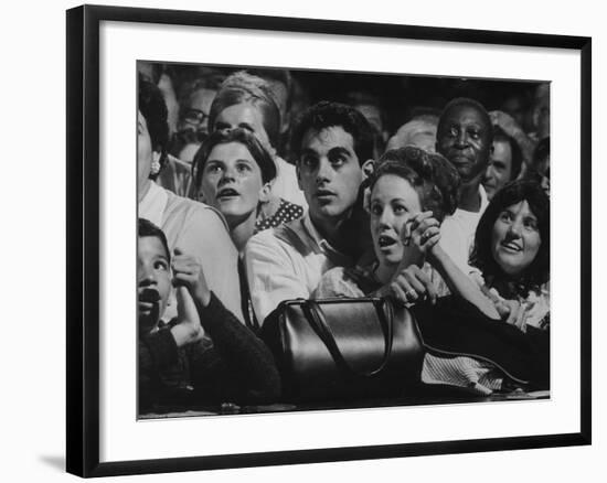 Dutch Audience Watching Jazz Trumpeter Louis Armstrong Performing with Band During a Concert-John Loengard-Framed Photographic Print