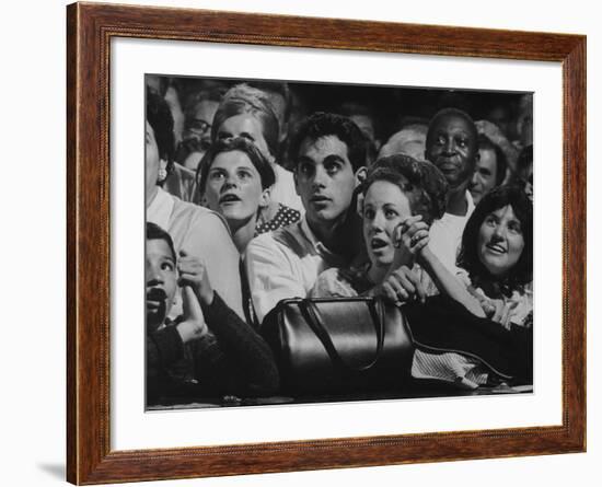 Dutch Audience Watching Jazz Trumpeter Louis Armstrong Performing with Band During a Concert-John Loengard-Framed Photographic Print