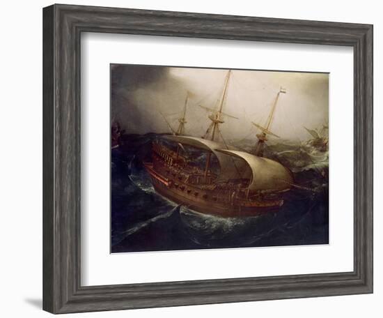 Dutch Battleship in a Storm-Hendrick Cornelisz. Vroom-Framed Giclee Print