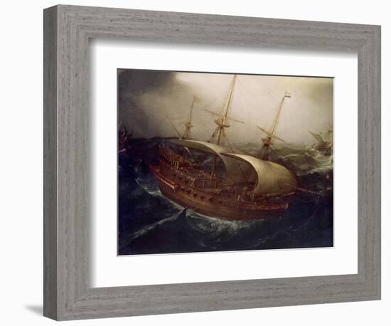 Dutch Battleship in a Storm-Hendrick Cornelisz. Vroom-Framed Giclee Print