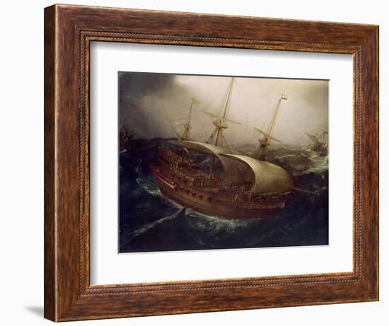 Dutch Battleship in a Storm-Hendrick Cornelisz. Vroom-Framed Giclee Print