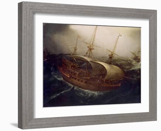 Dutch Battleship in a Storm-Hendrick Cornelisz. Vroom-Framed Giclee Print