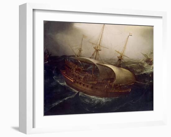 Dutch Battleship in a Storm-Hendrick Cornelisz. Vroom-Framed Giclee Print