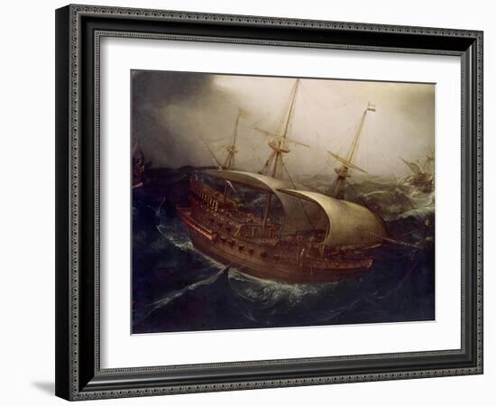 Dutch Battleship in a Storm-Hendrick Cornelisz. Vroom-Framed Giclee Print