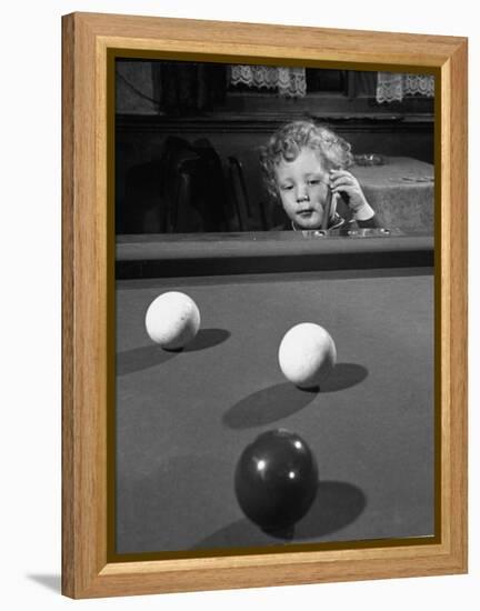 Dutch Billiards Prodigy Renske Quax Looking over the Table-null-Framed Premier Image Canvas