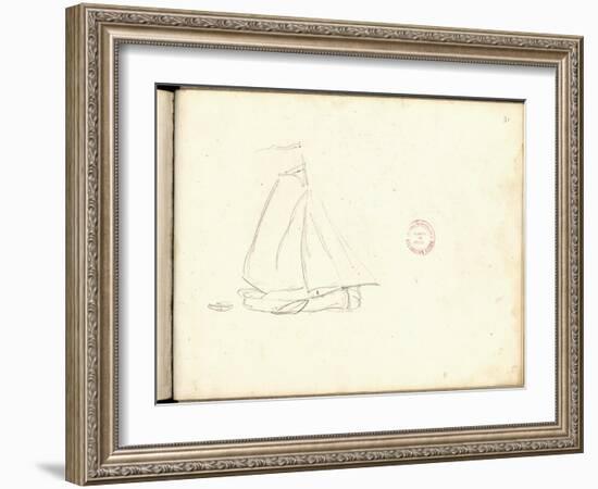 Dutch Boat (Pencil on Paper)-Claude Monet-Framed Giclee Print