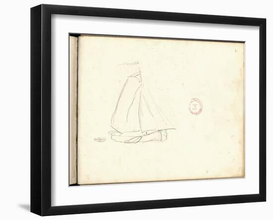 Dutch Boat (Pencil on Paper)-Claude Monet-Framed Giclee Print