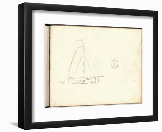 Dutch Boat (Pencil on Paper)-Claude Monet-Framed Giclee Print