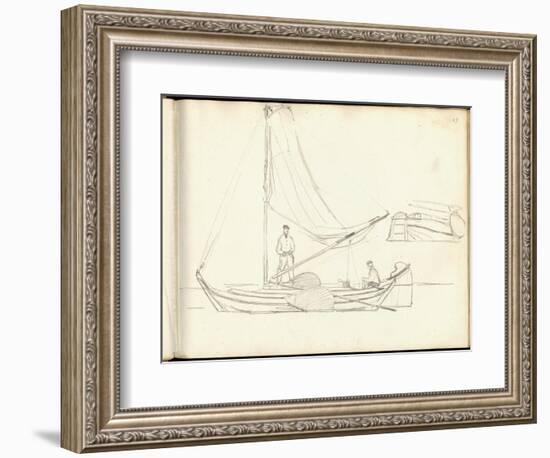 Dutch Boats with Crew (Pencil on Paper)-Claude Monet-Framed Giclee Print