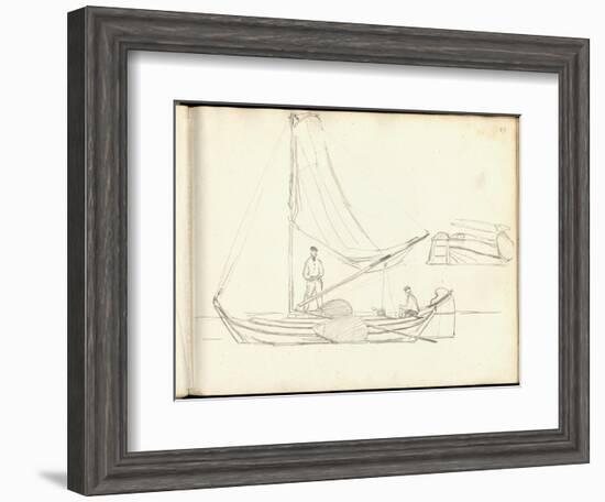 Dutch Boats with Crew (Pencil on Paper)-Claude Monet-Framed Giclee Print