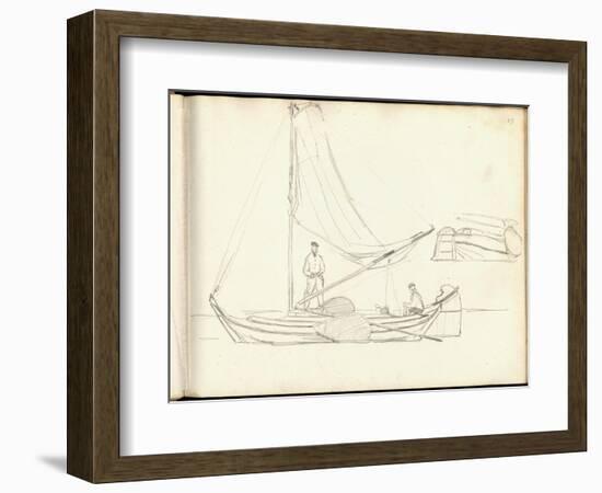 Dutch Boats with Crew (Pencil on Paper)-Claude Monet-Framed Giclee Print