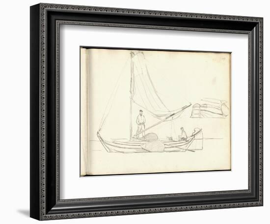 Dutch Boats with Crew (Pencil on Paper)-Claude Monet-Framed Giclee Print