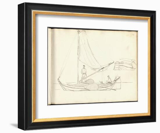 Dutch Boats with Crew (Pencil on Paper)-Claude Monet-Framed Giclee Print