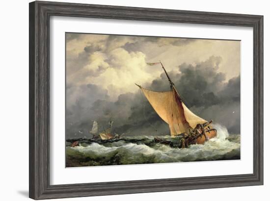 Dutch Cargo Boats in Rough Sea-Edward William Cooke-Framed Giclee Print