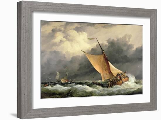 Dutch Cargo Boats in Rough Sea-Edward William Cooke-Framed Giclee Print