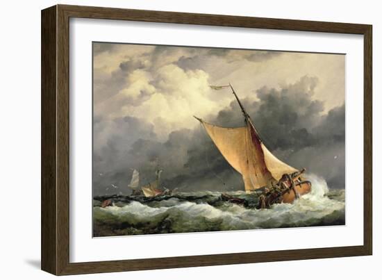 Dutch Cargo Boats in Rough Sea-Edward William Cooke-Framed Giclee Print