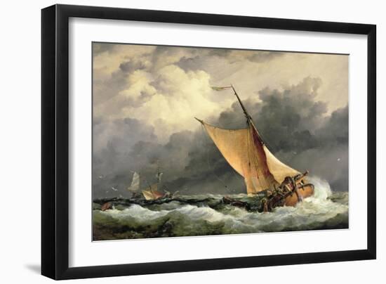 Dutch Cargo Boats in Rough Sea-Edward William Cooke-Framed Giclee Print