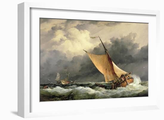 Dutch Cargo Boats in Rough Sea-Edward William Cooke-Framed Giclee Print