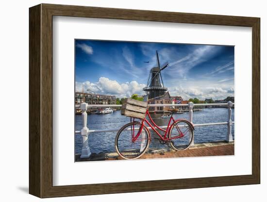 Dutch Essentials Bicycle and a Windmill-George Oze-Framed Photographic Print