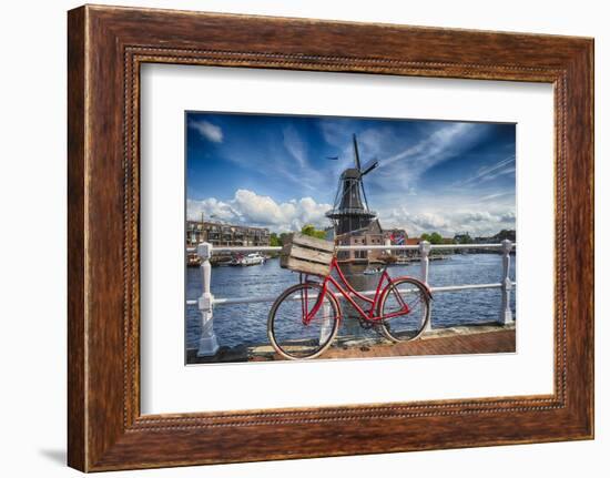 Dutch Essentials Bicycle and a Windmill-George Oze-Framed Photographic Print