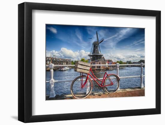 Dutch Essentials Bicycle and a Windmill-George Oze-Framed Photographic Print