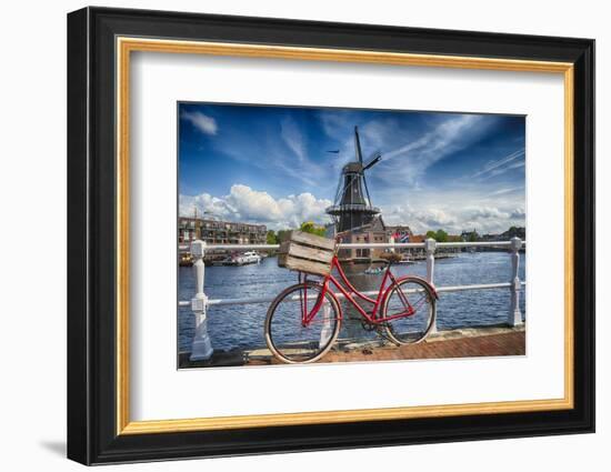 Dutch Essentials Bicycle and a Windmill-George Oze-Framed Photographic Print