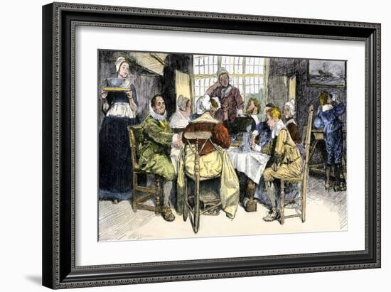 Dutch Family Having Dinner in New Amsterdam, 1600s-null-Framed Giclee Print