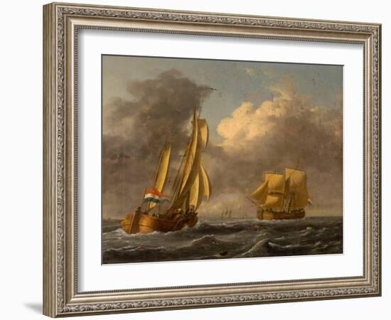 Dutch Galliots Off the Coast-John Wilson Carmichael-Framed Giclee Print