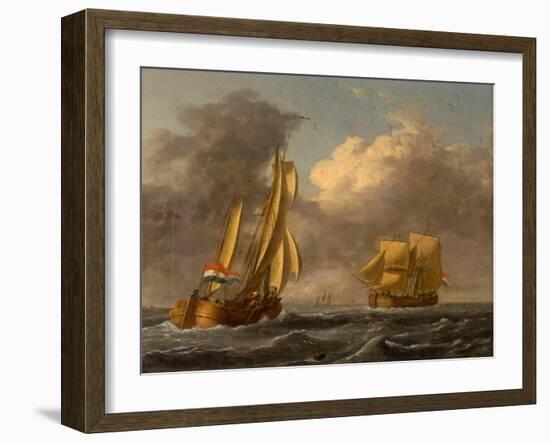 Dutch Galliots Off the Coast-John Wilson Carmichael-Framed Giclee Print