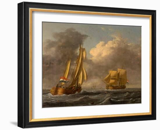 Dutch Galliots Off the Coast-John Wilson Carmichael-Framed Giclee Print