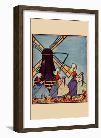 Dutch Girls Knitting-Needlecraft Magazine-Framed Art Print