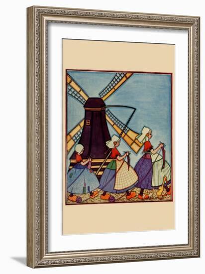 Dutch Girls Knitting-Needlecraft Magazine-Framed Premium Giclee Print