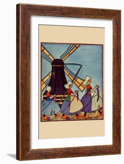 Dutch Girls Knitting-Needlecraft Magazine-Framed Premium Giclee Print