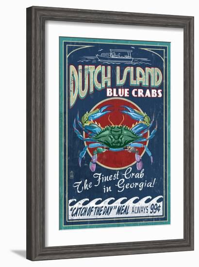 Dutch Island, Georgia - Blue Crabs-Lantern Press-Framed Art Print
