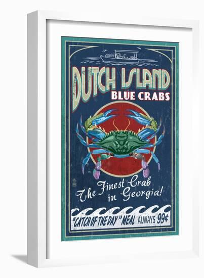 Dutch Island, Georgia - Blue Crabs-Lantern Press-Framed Art Print