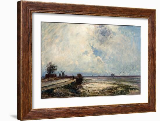 Dutch Landscape, 1862 (Oil on Canvas)-Johan-Barthold Jongkind-Framed Giclee Print