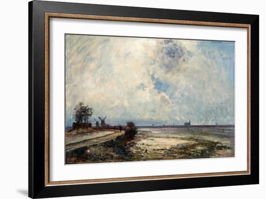 Dutch Landscape, 1862 (Oil on Canvas)-Johan-Barthold Jongkind-Framed Giclee Print