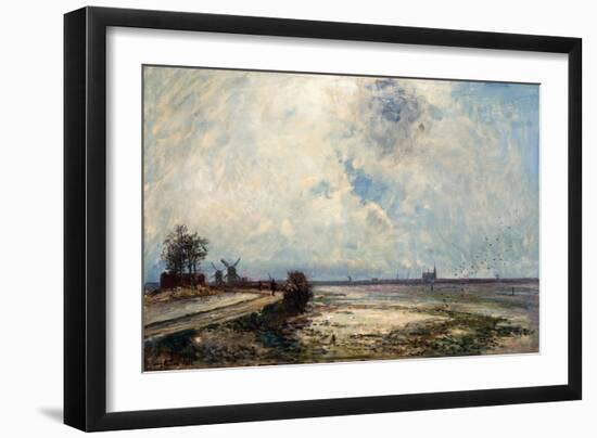 Dutch Landscape, 1862 (Oil on Canvas)-Johan-Barthold Jongkind-Framed Giclee Print