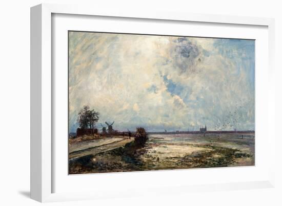 Dutch Landscape, 1862 (Oil on Canvas)-Johan-Barthold Jongkind-Framed Giclee Print