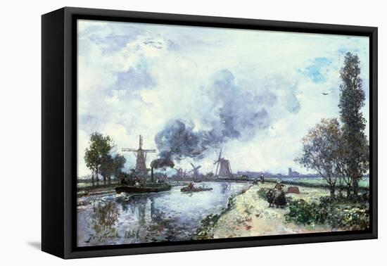 Dutch Landscape with Windmills, 1868-Johan-Barthold Jongkind-Framed Premier Image Canvas