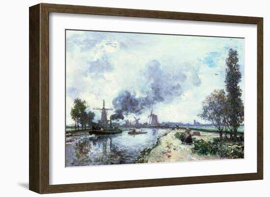 Dutch Landscape with Windmills, 1868-Johan-Barthold Jongkind-Framed Giclee Print