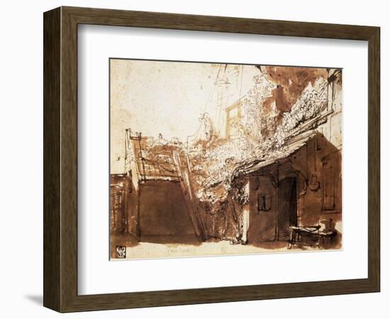 Dutch Peasant House, 17th Century-Rembrandt van Rijn-Framed Giclee Print