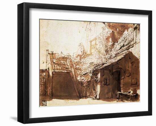 Dutch Peasant House, 17th Century-Rembrandt van Rijn-Framed Giclee Print